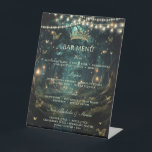 Enchanted Forest Starry Night Quinceanera Bar Menu Pedestal Sign<br><div class="desc">Personalize this enchanted forest Bar Menu sign easily and quickly. Simply click the customize it further button to edit the texts, change fonts and fonts colors. Featuring an enchanted forest background, butterflies and fairy lights. The butterflies and crown are movable, resizable, multipliable and removable. Customize it to suit your occasion....</div>