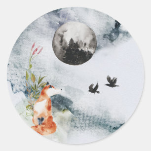 Enchanted Forest Stickers Fox Moon Raven