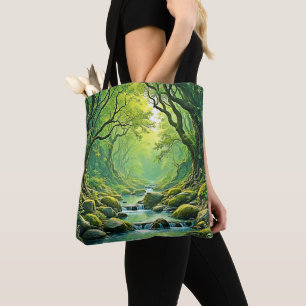 Enchanted Forest Stream Design Tote Bag