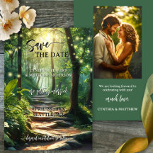 Enchanted Forest String Lights Save the Date Card