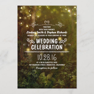 enchanted forest string lights wedding invitations