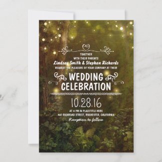 enchanted forest string lights wedding invitations