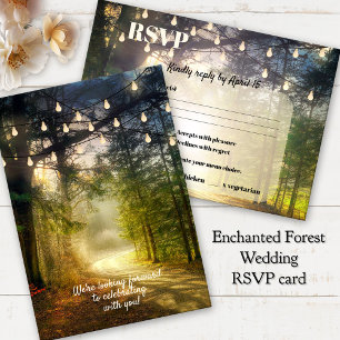 Enchanted Forest String Lights Wedding RSVP Card
