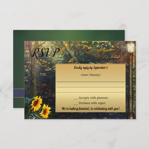 Enchanted Forest Sunflower Wedding RSVP Card