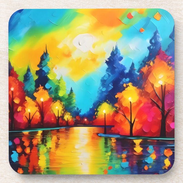 Enchanted Forest Sunset Beverage Coaster (Front)