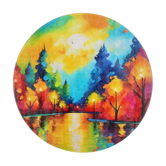Enchanted Forest Sunset Cutting Board (Front)