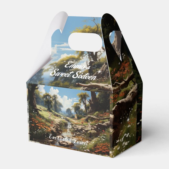 Enchanted Forest Sweet 16  Frog Rabbits Deer Favor Boxes (Front Side)