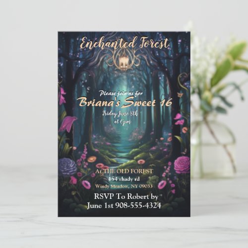 Enchanted Forest Sweet 16 Invitation