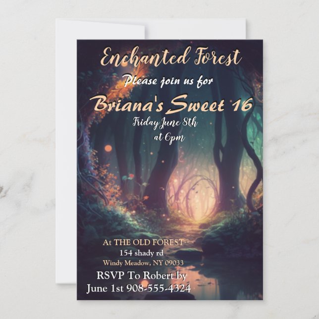 Enchanted Forest Sweet 16 Invitation (Front)