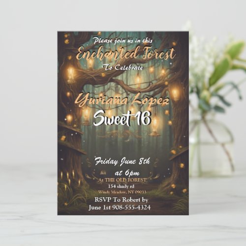 Enchanted Forest Sweet 16 Invitations