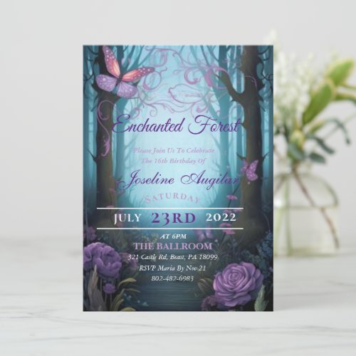 Enchanted Forest Sweet 16 Invitations