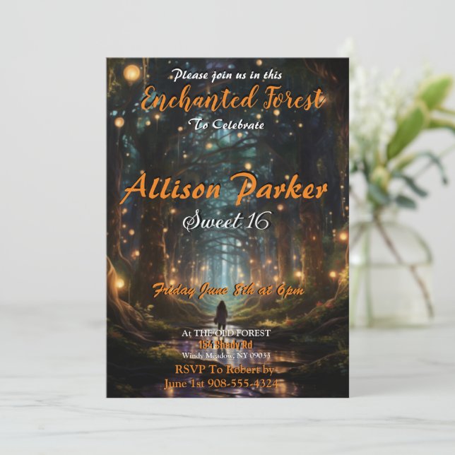 Enchanted Forest Sweet 16 Invitations (Standing Front)