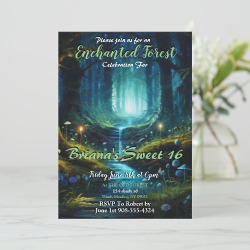 Enchanted Forest Sweet 16 Invitations