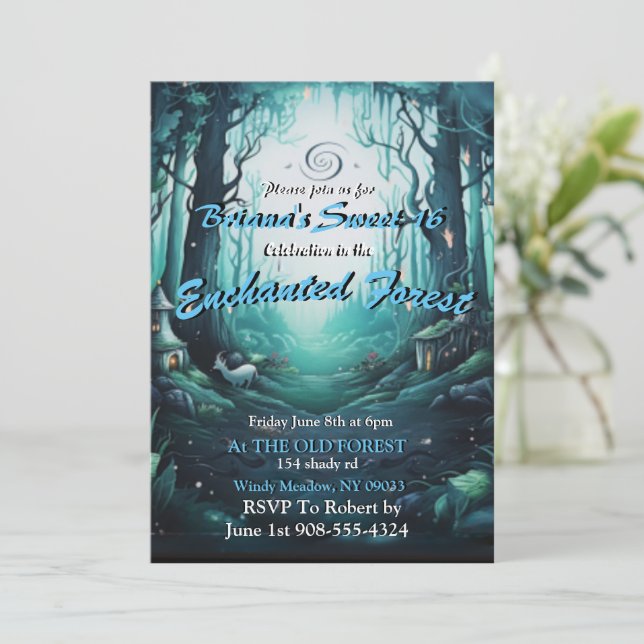 Enchanted Forest Sweet 16 Invitations (Standing Front)