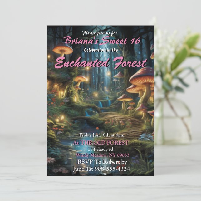 Enchanted Forest Sweet 16 Invitations (Standing Front)