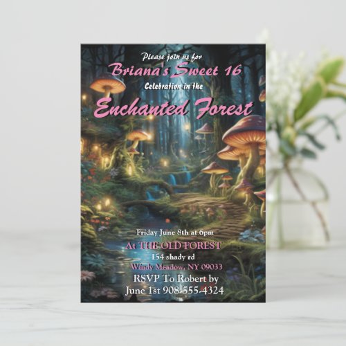 Enchanted Forest Sweet 16 Invitations