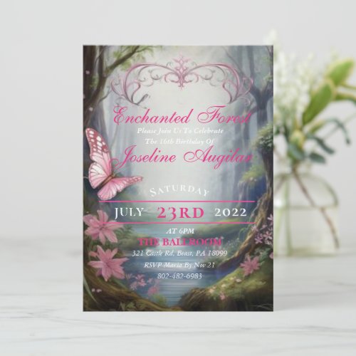 Enchanted Forest Sweet 16 Invitations