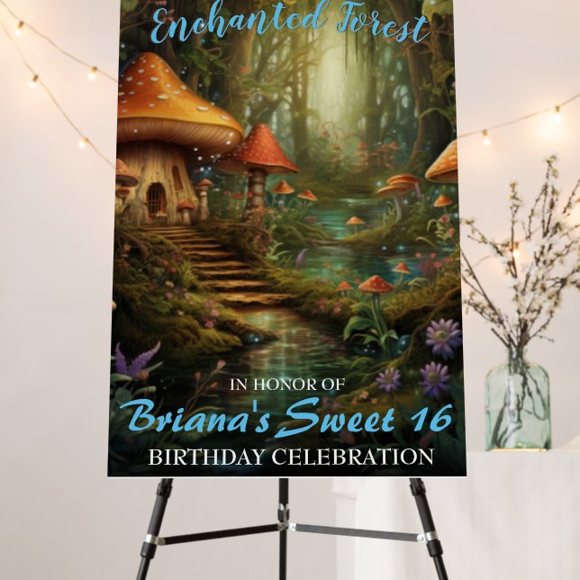 Enchanted Forest Sweet 16 Welcome Sign (In Situ (Stand))