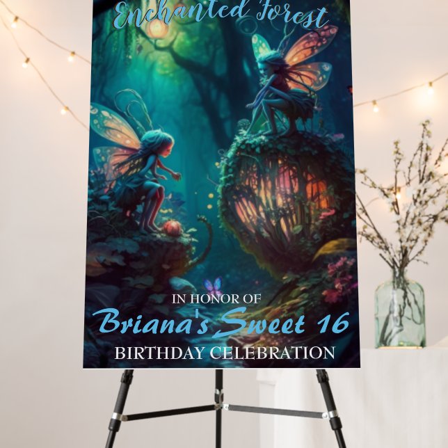 Enchanted Forest Sweet 16 Welcome Sign (In Situ (Stand))