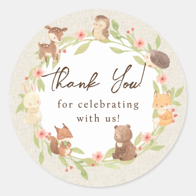 Enchanted Forest Thank You Classic Round Sticker (Front)