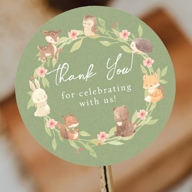 Enchanted Forest Thank You Classic Round Sticker (Creator Uploaded)