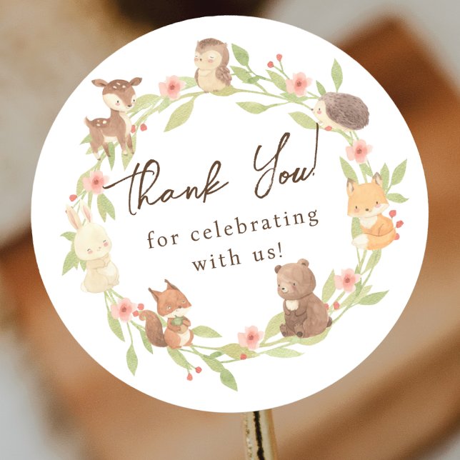 Enchanted Forest Thank You Classic Round Sticker (Creator Uploaded)