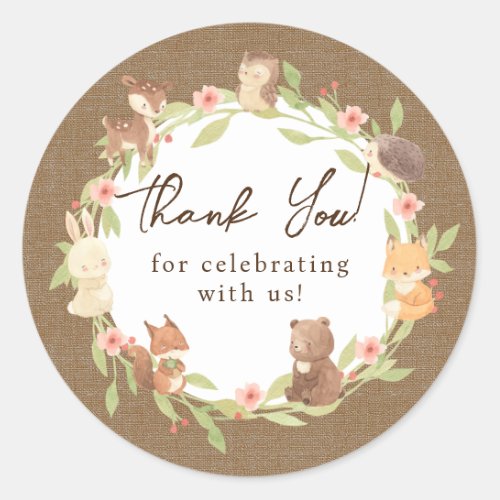 Enchanted Forest Thank You Classic Round Sticker