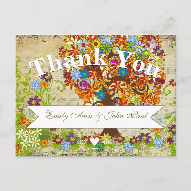 Enchanted Forest Thank You Wedding Postcard (Front)