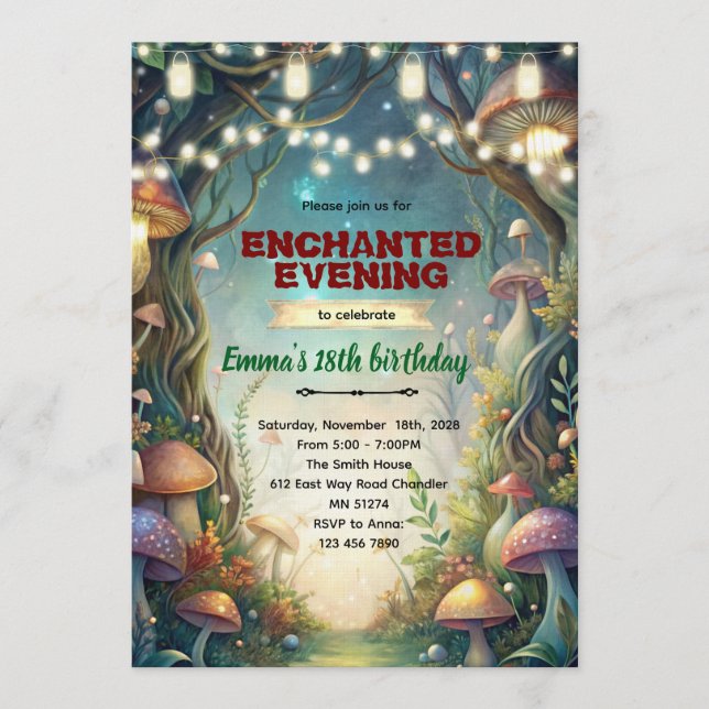Enchanted Forest Theme Quince invitation (Front)