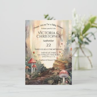 Enchanted Forest Toadstool Mushroom Baby Shower Invitation | Zazzle