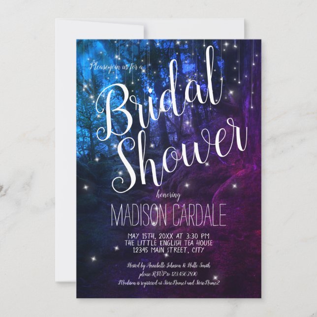 Enchanted Forest Trees Fairy Lights Bridal Shower Invitation (Front)