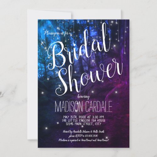 Enchanted Forest Trees Fairy Lights Bridal Shower Invitation