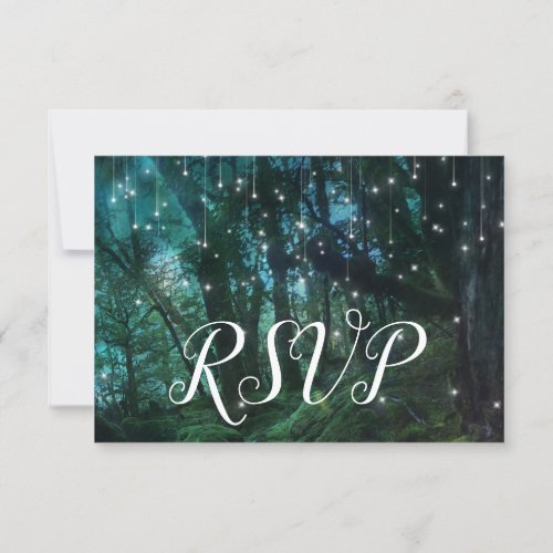 Enchanted Forest Trees Fairy Lights RSVP Response Invitation