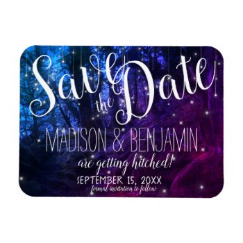 Enchanted Forest Trees Fairy Lights Save The Date  Magnet by RusticCountryWedding at Zazzle