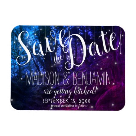 Enchanted Forest Trees Fairy Lights Save The Date  Magnet
