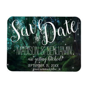 Enchanted Forest Trees Fairy Lights Save the Date Magnet