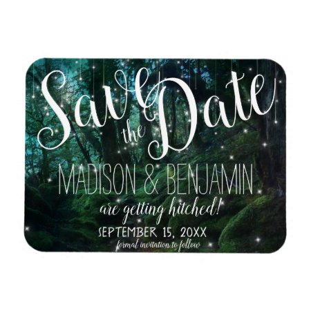 Enchanted Forest Trees Fairy Lights Save The Date Magnet