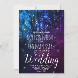 Enchanted Forest Trees Fairy Lights Wedding Invitation