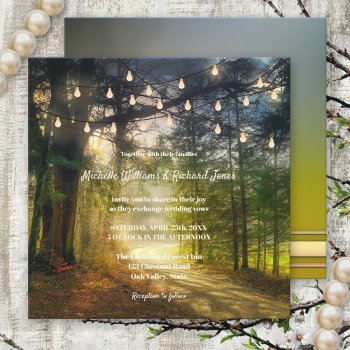 Enchanted Forest Trees String Lights Wedding Invitation by AnnesWeddingBoutique at Zazzle