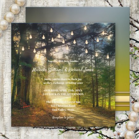 Enchanted Forest Trees String Lights Wedding Invitation
