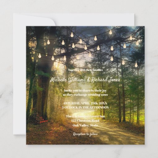 Enchanted Forest Trees String Lights Wedding Invitation | Zazzle