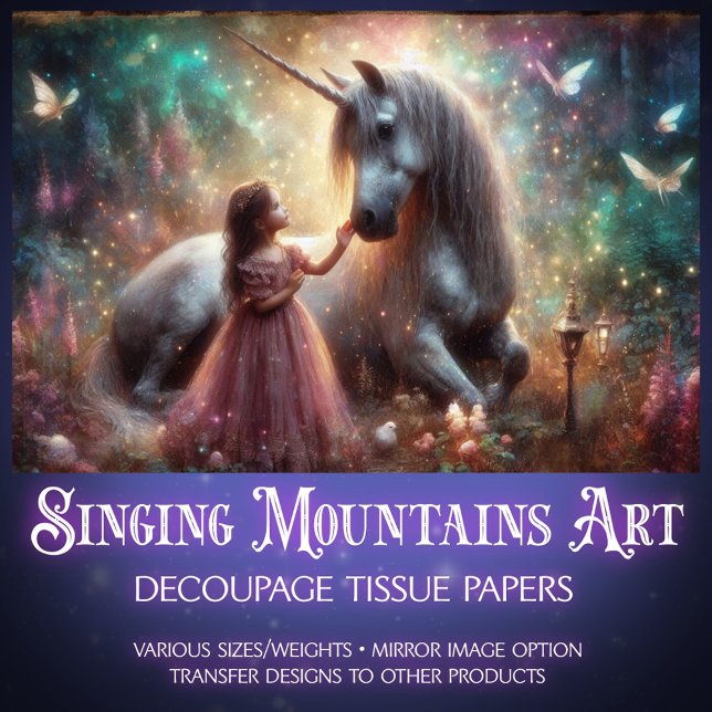 Enchanted Forest Unicorn And Girl Decoupage  Tissue Paper (Creator Uploaded)