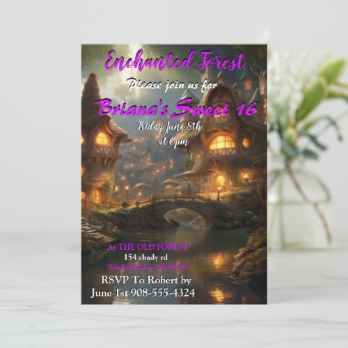 Enchanted Forest Village Sweet 16 Invitations