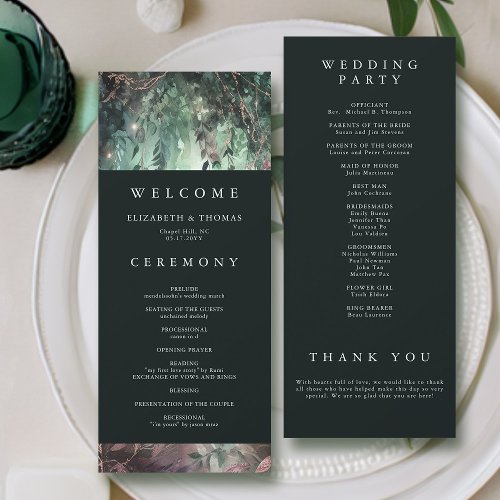 Enchanted Forest Vines Gold Mauve Wedding Program