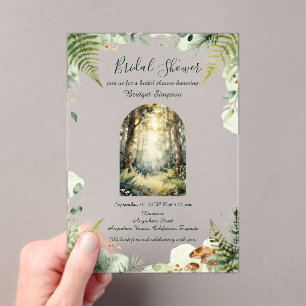 Enchanted Forest Watercolor boho bridal shower Acrylic Invitations
