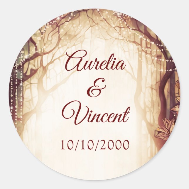 Enchanted Forest Wedding Classic Round Sticker (Front)