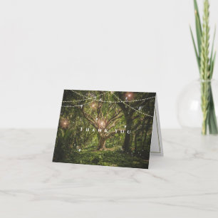 Enchanted Forest Wedding Fairies String Lights Letterpress Thank You Card