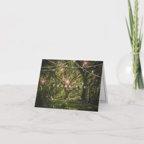 Enchanted Forest Wedding Fairies String Lights   Thank You Card