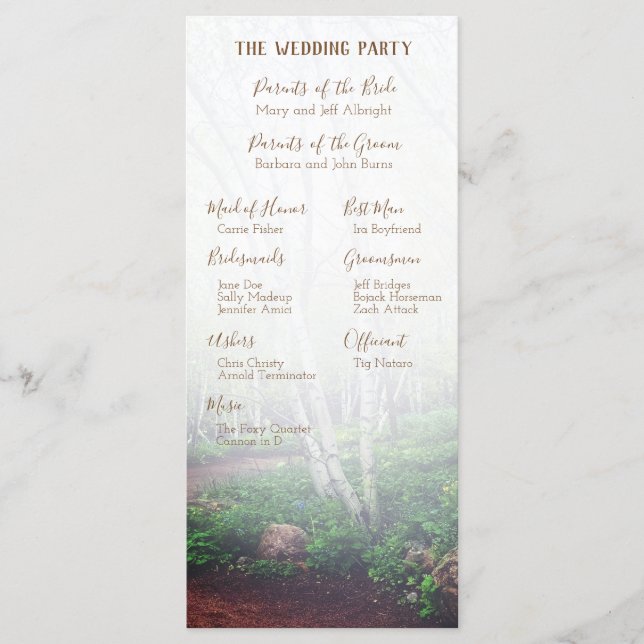 Enchanted Forest Wedding Program (Front)