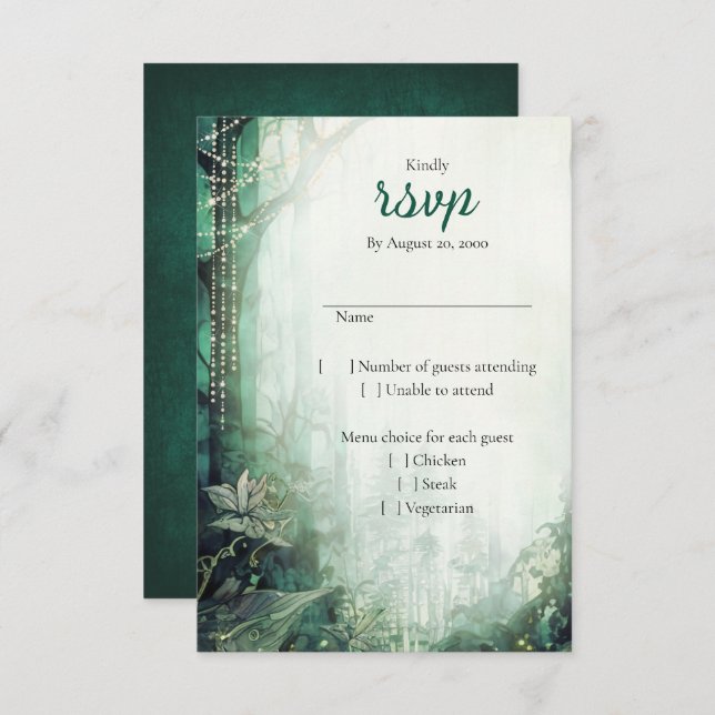 Enchanted Forest Wedding RSVP Card (Front/Back)